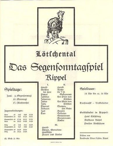 Kleinplakat für "Das Segensonntagspiel" 1934 in Kippel