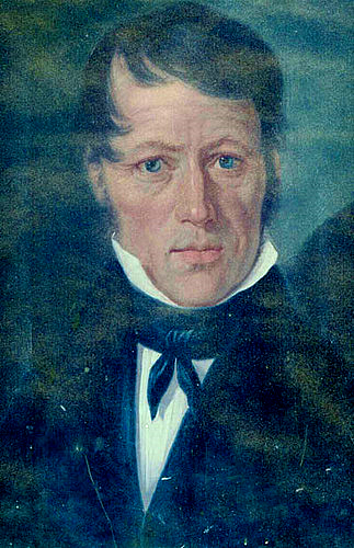 Lorenz Justin Ritz (1796-1870): Porträt von Martin Rieder, Wiler. Öl auf Papier hinter Glas. Kopie eines Porträts von 1841.
