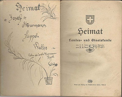 Schulbuch für Landes- und Staatskunde, benutzt von Josef Murmann (*1916), Kippel. Schenkung Jakob Bellwald, Kippel.