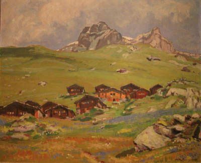 Albert Nyfeler (1883-1969): Hockenalp mit Hockenhorn, Öl auf Leinwand, 50.5 x 61.5 cm, 1947, Schenkung Patrik Murmann Zürich.