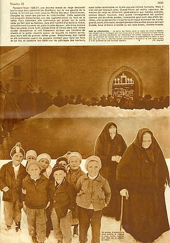 Illustrierte Zeitschrift "L'Echo Illustré", Ausgabe vom 24. Dezember 1938. Die Wochenzeitschrift erscheint seit 1930 in Genf. Die Nummer 52 vom 24. Dezember 1938 enthält eine fünfseitige Bildreportage über das Lötschental.