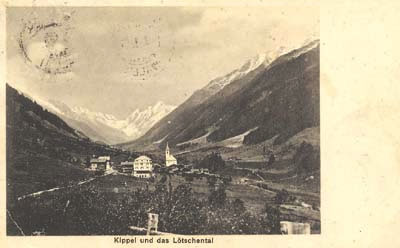 Neujahrskarte von 1913, Ansichtskarte von Kippel, verwendet als Neujahrskarte, Schenkung Lea Heynen, Ausserberg.