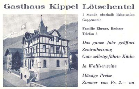 Rechnung für das"Gasthaus Kippel" im Postkartenformat, 1940er Jahre.