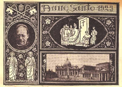 Glückwunschkarte zum Neuen Jahr und zum Heiligen Jahr 1925, abgeschickt in Rom am 29. Dezember 1924. Schenkung Jakob Bellwald, Kippel.